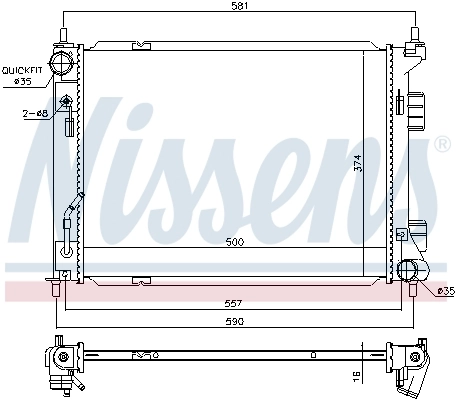 Radiador de esfriamento de motor Nissens 67604
