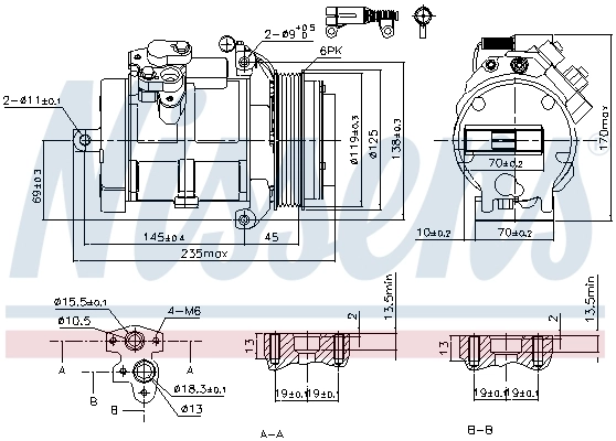 Compressor de aparelho de ar condicionado 89606 Nissens