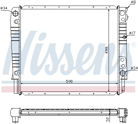 Radiador de esfriamento de motor 65531A Nissens