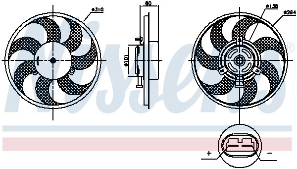Ventilador elétrico de esfriamento montado (motor + roda de aletas) Nissens 85879