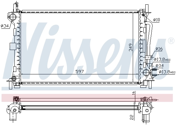 Radiador de esfriamento de motor Nissens 69244