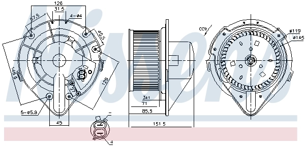 Motor de ventilador de forno (de aquecedor de salão) Nissens 87066