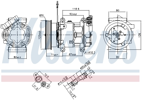 Compressor de aparelho de ar condicionado 89064 Nissens