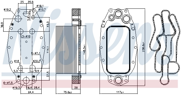 Radiador de óleo (frigorífico), debaixo de filtro Nissens 91118