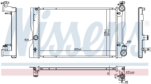 Radiador de esfriamento de motor 1641021180 Toyota