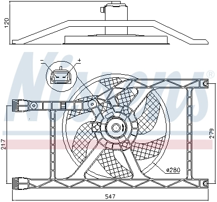 Ventilador elétrico de esfriamento montado (motor + roda de aletas) Fiat 500  312