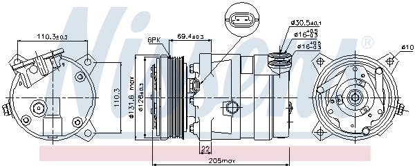 Compressor de aparelho de ar condicionado 89058 Nissens