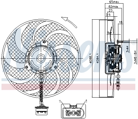 Ventilador elétrico de esfriamento montado (motor + roda de aletas) Nissens 85541