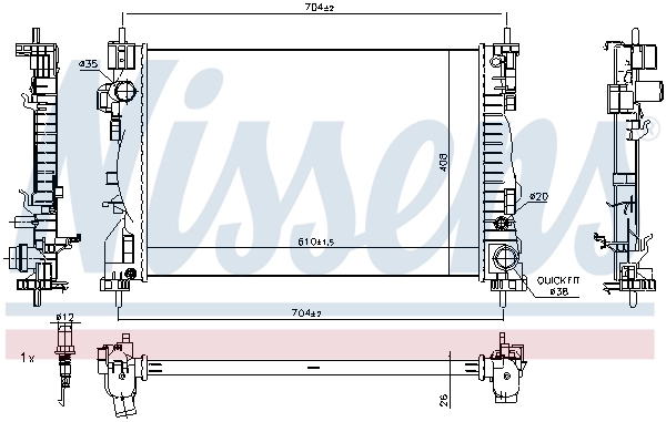 Radiador de esfriamento de motor 60062 Nissens