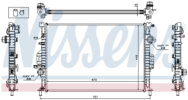 Radiador de esfriamento de motor Nissens 65615A