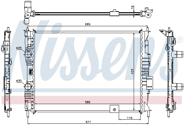 Radiador de esfriamento de motor 67363 Nissens