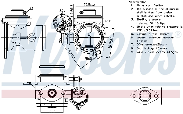 Válvula EGR de recirculação dos gases Nissens 98301 preço, a partir de 76,32 USD