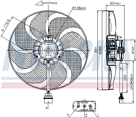 Ventilador elétrico de esfriamento montado (motor + roda de aletas) Nissens 85690