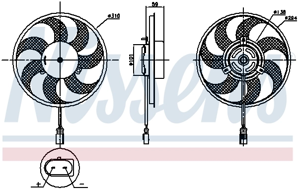 Ventilador elétrico de aparelho de ar condicionado montado (motor + roda de aletas) Nissens 850030