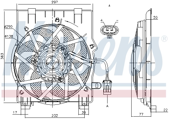 Difusor do radiador de esfriamento, montado com motor e roda de aletas A5806 HELLA