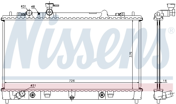 Radiador de esfriamento de motor Nissens 68508