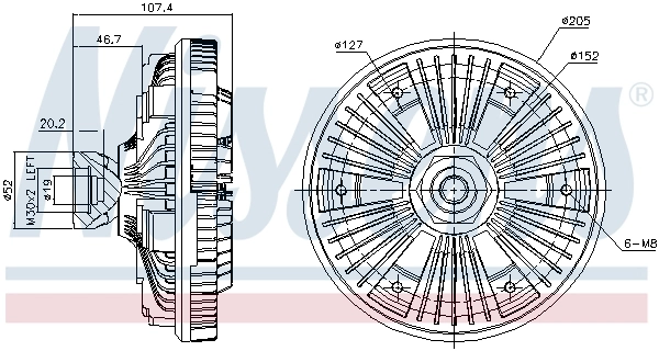 Acoplamento viscoso de ventilador de esfriamento 86058 Nissens