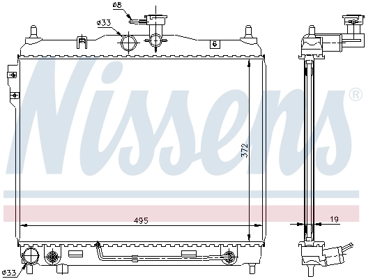 Radiador de esfriamento de motor 67496 Nissens
