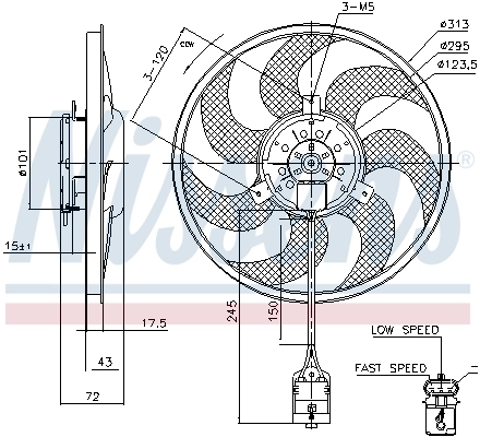 Ventilador elétrico de esfriamento montado (motor + roda de aletas) Nissens 85754