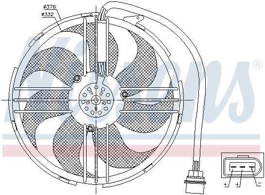 Ventilador elétrico de esfriamento montado (motor + roda de aletas) Nissens 85551
