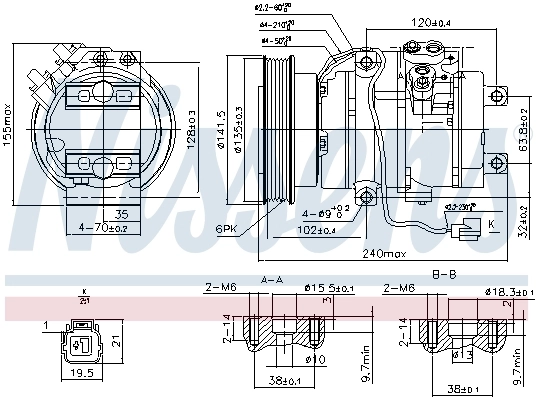 Compressor de aparelho de ar condicionado 890017 Nissens