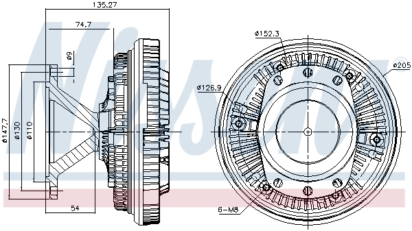 Acoplamento viscoso de ventilador de esfriamento Nissens 86052