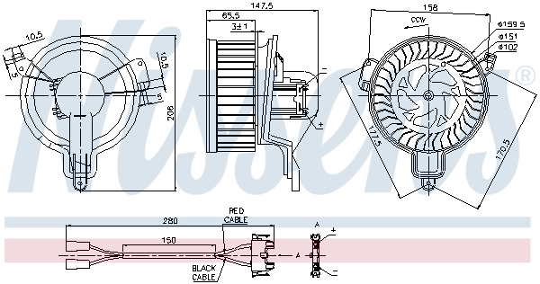 Motor de ventilador de forno (de aquecedor de salão) Nissens 87048