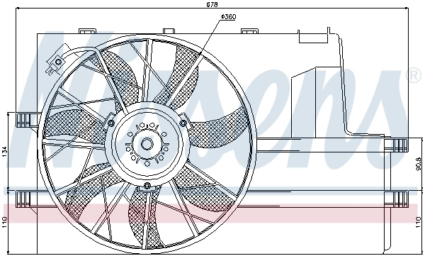 Difusor do radiador de esfriamento, montado com motor e roda de aletas Nissens 85604