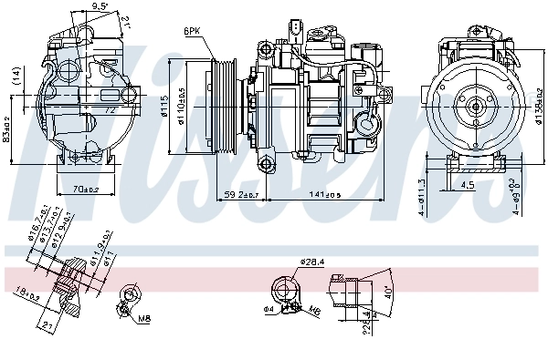 Compressor de aparelho de ar condicionado 89384 Nissens