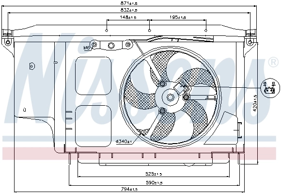 Ventilador elétrico de esfriamento montado (motor + roda de aletas) Nissens 85007