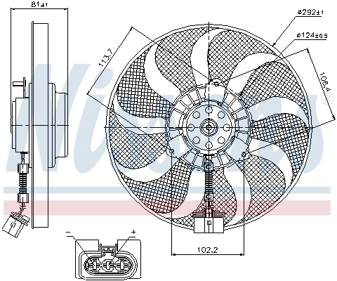 Ventilador elétrico de esfriamento montado (motor + roda de aletas) Nissens 85715