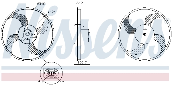 Ventilador elétrico de esfriamento montado (motor + roda de aletas) Nissens 85928
