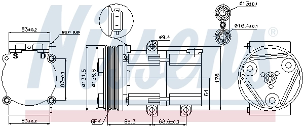 Compressor de aparelho de ar condicionado 89068 Nissens