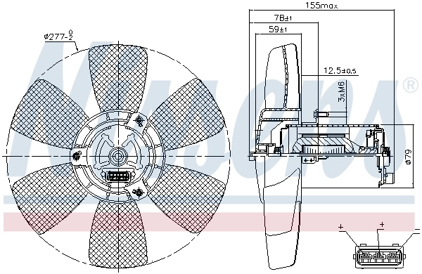 Ventilador elétrico de esfriamento montado (motor + roda de aletas) direito Nissens 85679