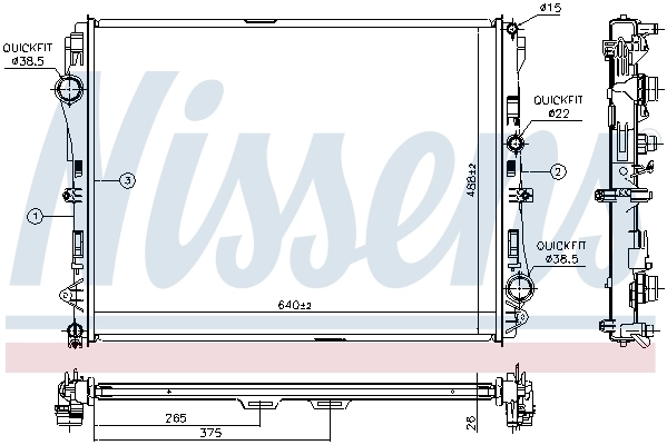 Radiador de esfriamento de motor Nissens 627023