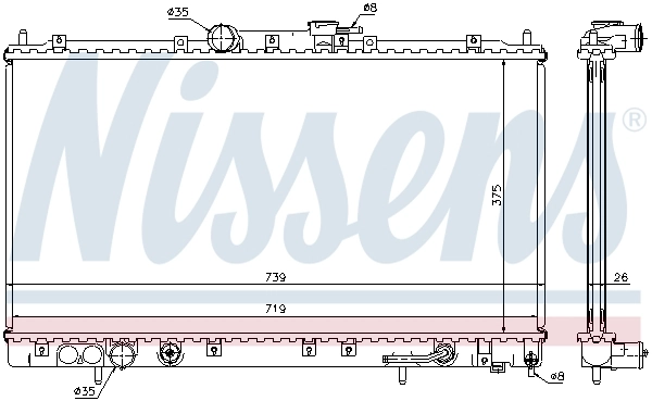 Radiador de esfriamento de motor Nissens 62869A