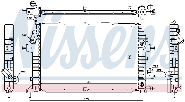 Radiador de esfriamento de motor 63115A Nissens