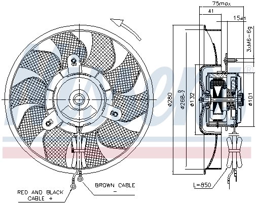 Ventilador elétrico de esfriamento montado (motor + roda de aletas) 85548 Nissens