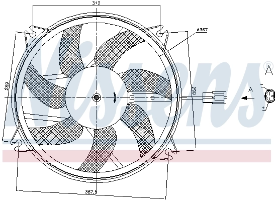Ventilador elétrico de esfriamento montado (motor + roda de aletas) Nissens 85886