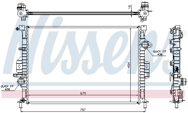 Radiador de esfriamento de motor 66857 Nissens