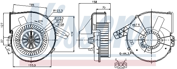 Motor de ventilador de forno (de aquecedor de salão) Nissens 87028
