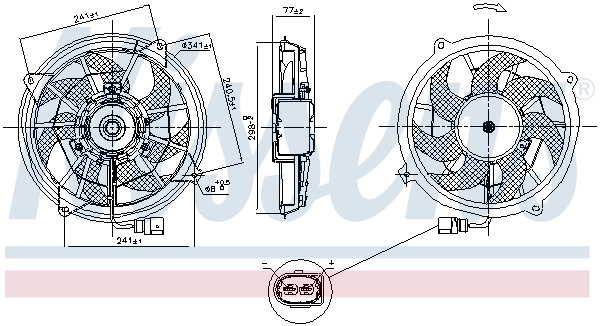 Ventilador elétrico de esfriamento montado (motor + roda de aletas) Nissens 85909