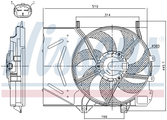 Difusor do radiador de esfriamento, montado com motor e roda de aletas 9801666680 VAG