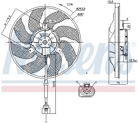 85806 Nissens Ventilador elétrico de esfriamento montado (motor + roda de aletas)