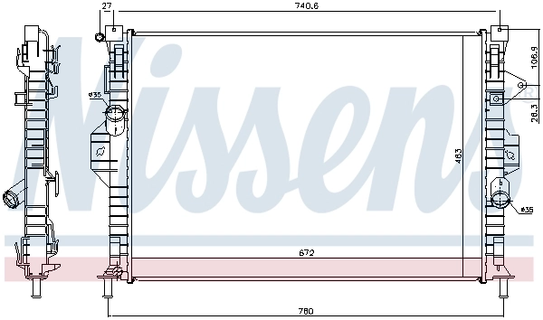 Radiador de esfriamento de motor 69253 Nissens