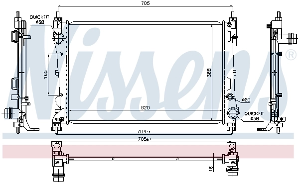 Radiador de esfriamento de motor 617854 Nissens