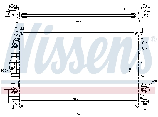 Radiador de esfriamento de motor 63113A Nissens