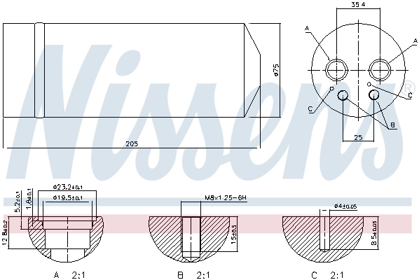 Tanque de recepção do secador de aparelho de ar condicionado Nissens 95314