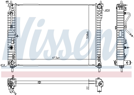 Radiador de esfriamento de motor 61688 Nissens