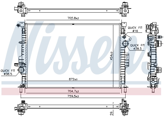 Radiador de esfriamento de motor 66864 Nissens